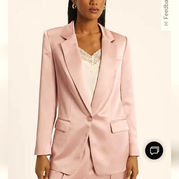 Satin One Button Cinched Boyfriend Blazer - Picture 3 of 5